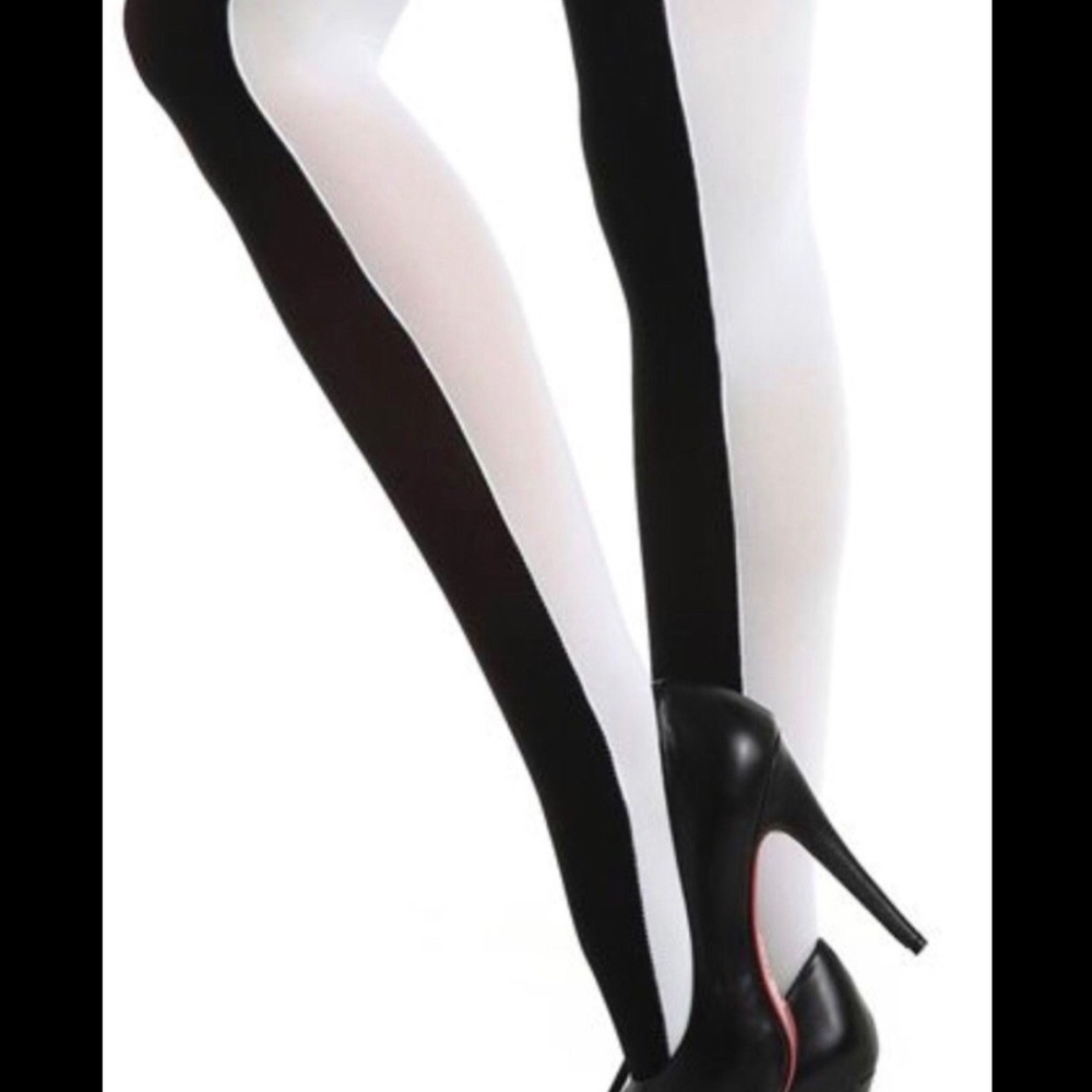 Black White Half and Half Two Tone Tights Mod